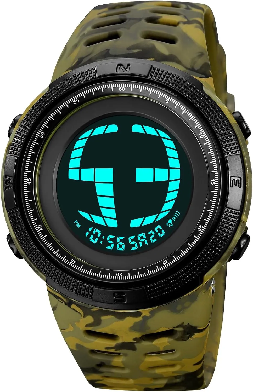 Chronograph Alarm Casual Wristwatch 5Bar Waterproof Fashion Male Watches Gosasa Military Camouflage LED Digital Watches Multifunction Sport behalf immune Watch for Men 