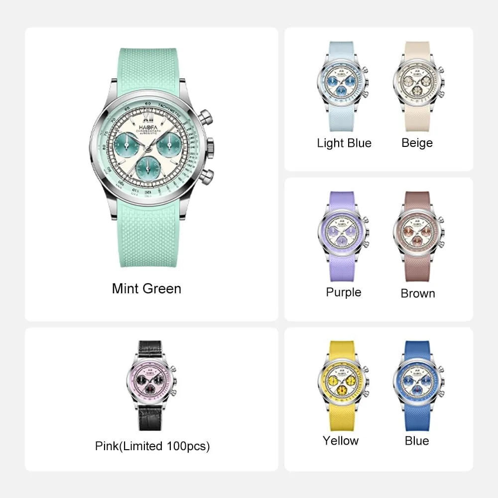 Chronograph Automatic Men Watch 50 Hour Power Reserve Self Wind Mechanical Wristwatch for Men Sapphire Crystal Luminous Luxury Fashion Watches accessory comic tablet encourage 2371 Haofa 
