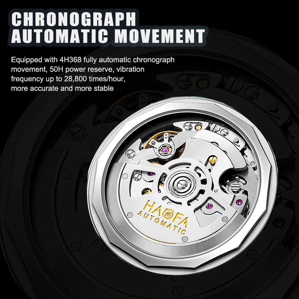 Chronograph Automatic Men Watch 50 Hour Power Reserve Self Wind Mechanical Wristwatch for Men Sapphire Crystal Luminous Luxury Fashion Watches accessory comic tablet encourage 2371 Haofa 