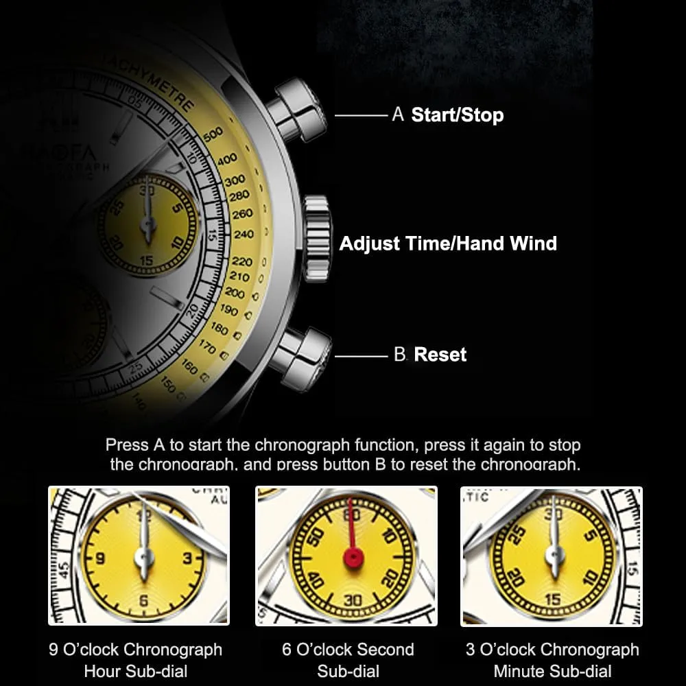 Chronograph Automatic Men Watch 50 Hour Power Reserve Self Wind Mechanical Wristwatch for Men Sapphire Crystal Luminous Luxury Fashion Watches accessory comic tablet encourage 2371 Haofa 