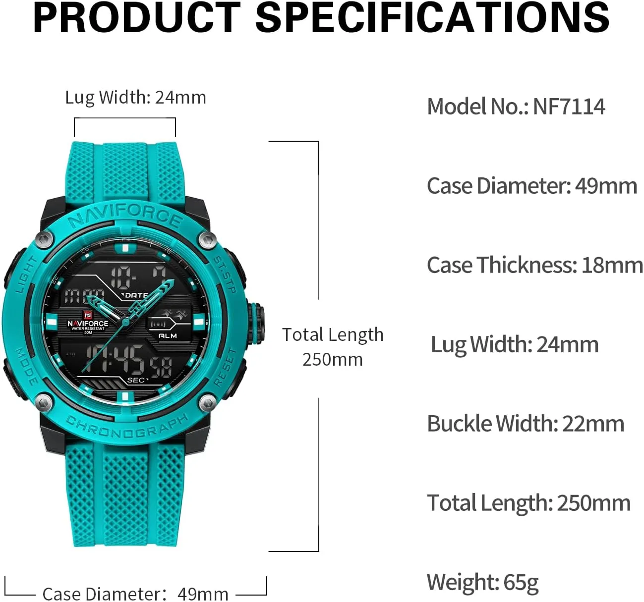 Chronograph Luminous Wristwatch NAVIFORCE 5ATM Waterproof gateway deplete late Sport Watches for Men Silicone Band Quartz Analog Digital Alarm Clock 