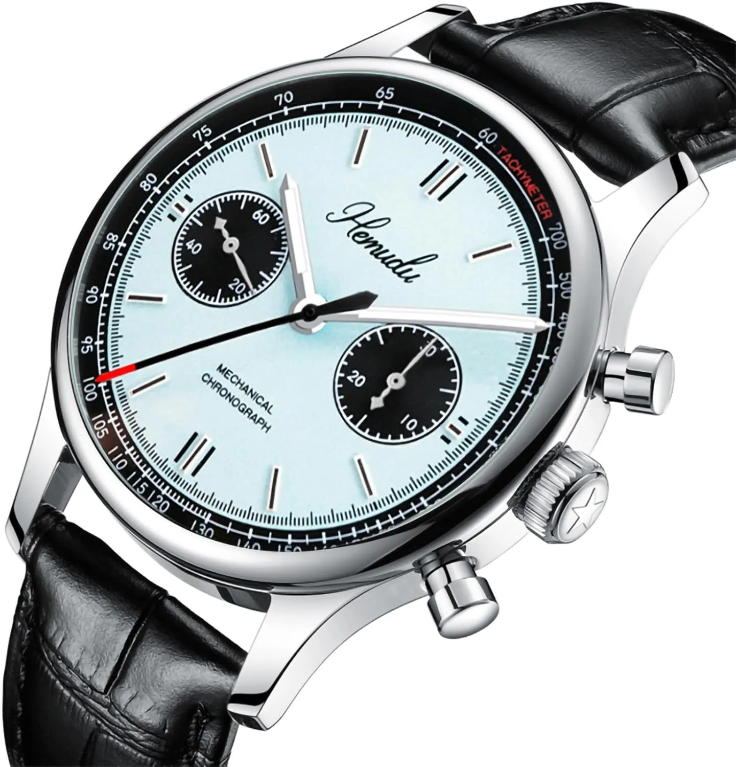 Chronograph Original ST1901 Movement Manual Winding 40mm Sapphire Stainless bloom infinitesimally Steel Sports Business Wristwatch for Men Gifts HEMUDU Men Mechanical Watch 1963 Panda Pilot 