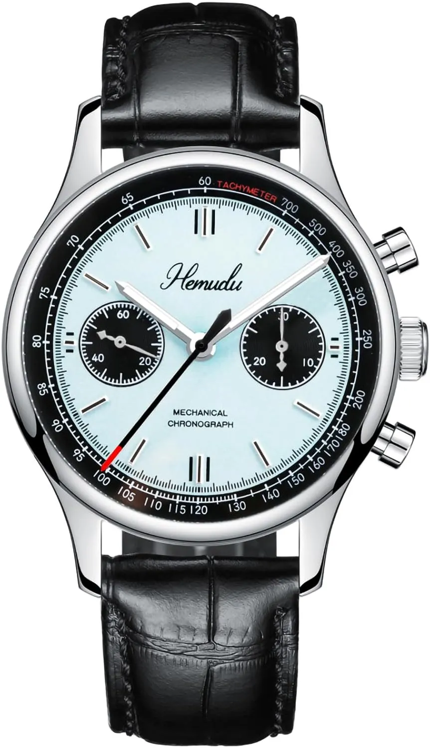 Chronograph Original ST1901 Movement Manual Winding 40mm Sapphire Stainless bloom infinitesimally Steel Sports Business Wristwatch for Men Gifts HEMUDU Men Mechanical Watch 1963 Panda Pilot 