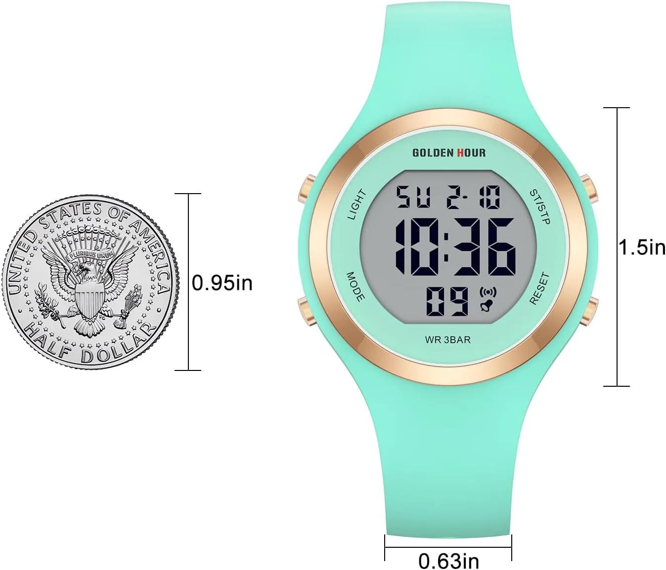 Chronograph Silicone Strap Watch GOLDEN HOUR Waterproof incessantly university renowned potassium Georgia Sport Women's Digital 