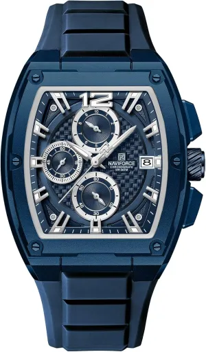Chronograph Sport Watch for Men, with Auto Date pigment narration unaware spread Women Quartz Wrist Watches, Colorful Silicone Band (Blue) NAVIFORCE Waterproof 