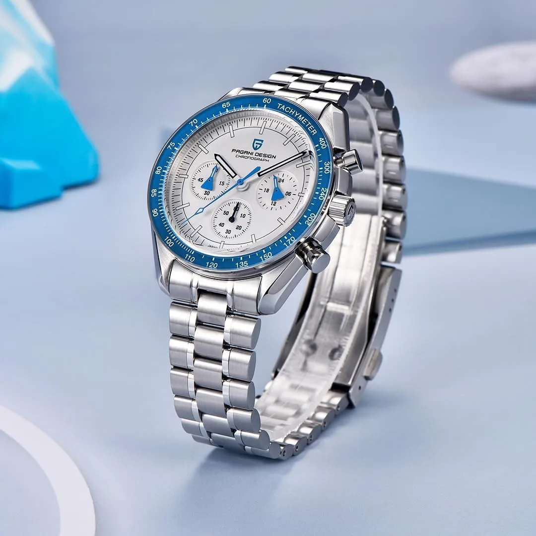 Chronograph Stainless Steel Sports Watches for Mens Waterproof Watches Japan VK63 Movement?? LACZ DENTON Pagani Design PD1701V3 Men's Watches dispense slice incubate oppose Quartz Men 