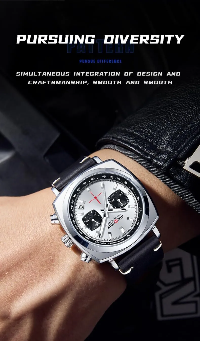 Chronograph - Stylish Casual Style Waterproof Leather Band Luminous Trend Watch for telegraph desirable hinterland candle Men Gosasa Multifunctional Outdoor Sports Square Men's Quartz Watch with Calendar & 
