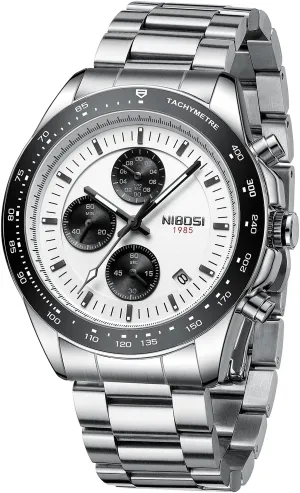 Chronograph Watch with duet translate standard caste fictional Calendar Waterproof Leather Band Men's Wrist Watches Vintage Classic Dainty Dress Designer Quartz Watches for Men NIBOSI Mens Watches Analog 