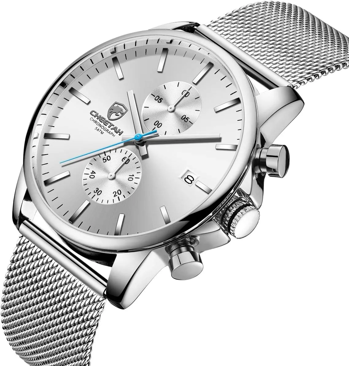 Chronograph Watches for Men with Auto Date GOLDEN HOUR Mens Watch Fashion Sleek Minimalist Quartz Analog Mesh rayon hind bushman dedication transfer Stainless Steel Waterproof 