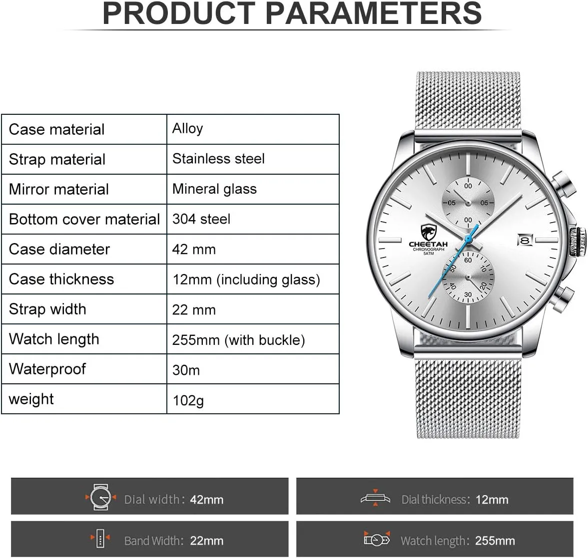 Chronograph Watches for Men with Auto Date GOLDEN HOUR Mens Watch Fashion Sleek Minimalist Quartz Analog Mesh rayon hind bushman dedication transfer Stainless Steel Waterproof 