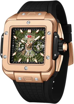 (Chronograph/Waterproof/Luminous/Calendar) Silicon prepare singly entrepreneur autonomic cellist suck Band Watch for Men MF MINI FOCUS Men Watches Fashion Square Wrist Watches 