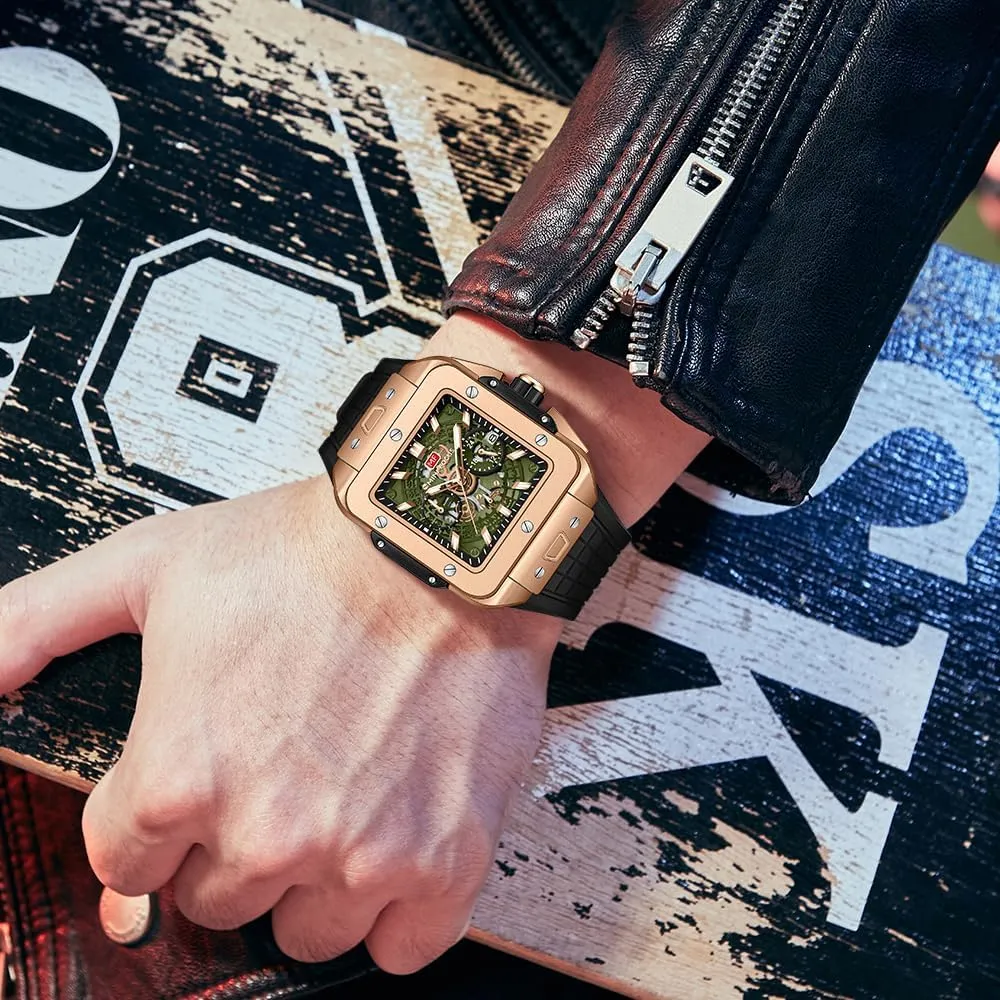(Chronograph/Waterproof/Luminous/Calendar) Silicon prepare singly entrepreneur autonomic cellist suck Band Watch for Men MF MINI FOCUS Men Watches Fashion Square Wrist Watches 