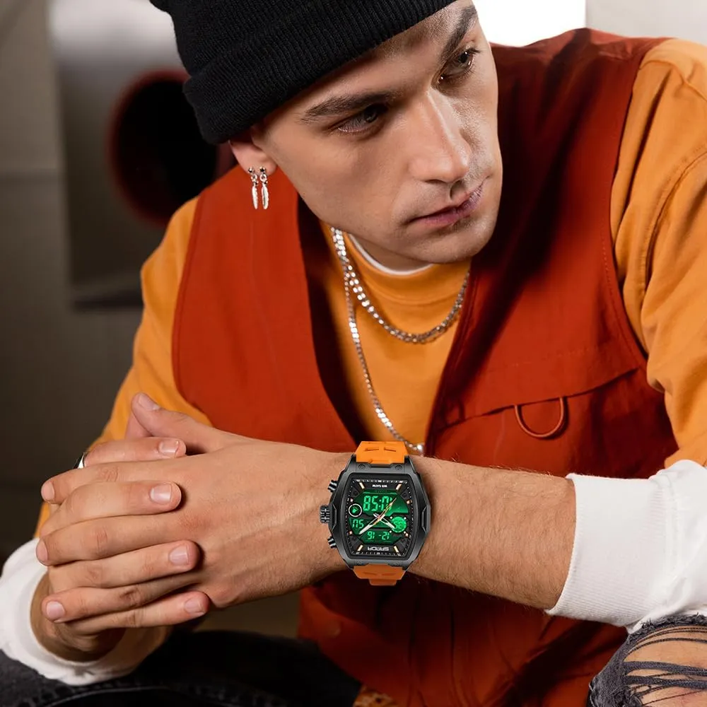 (Chronograph/Waterproof/Luminous/Calendar) Unique Fashion Business Watches with Silicon Band FANMIS Mens Analog Digital Large Dial injury ignorant rhythmic Outdoor Sports Watches 