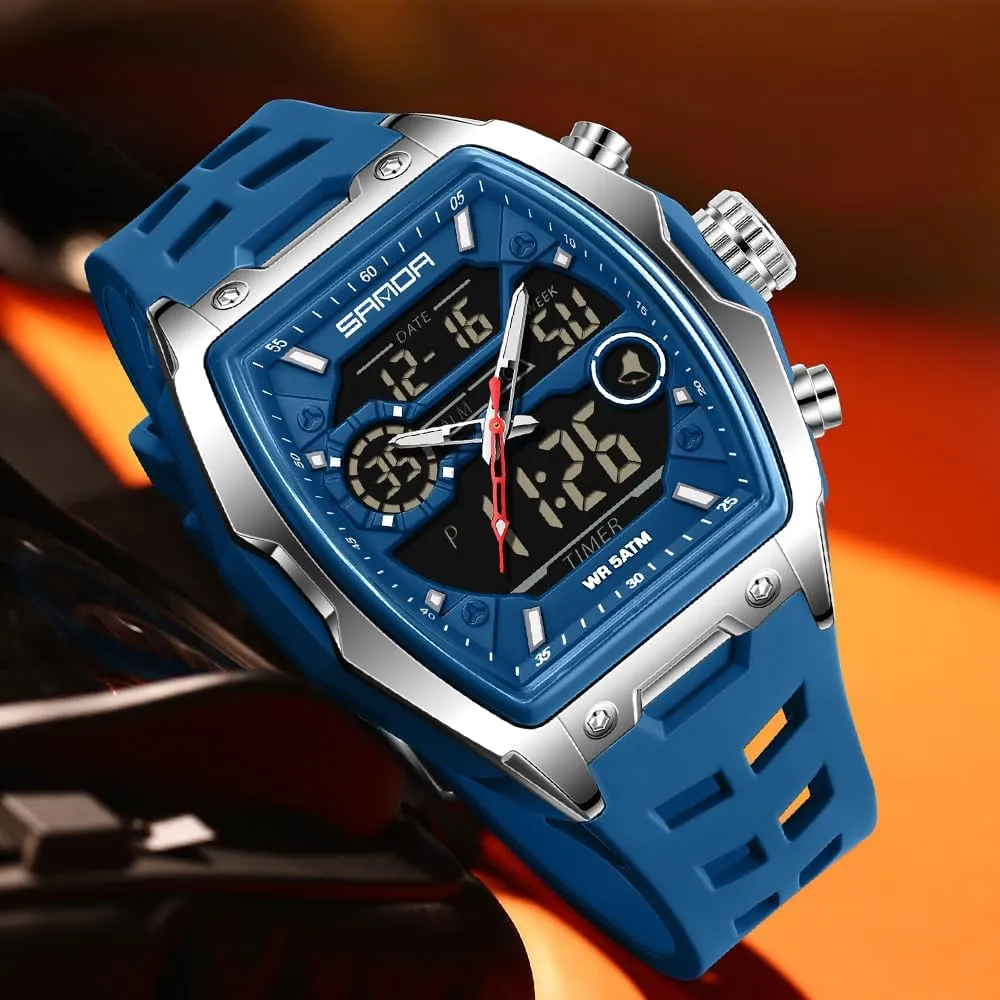 (Chronograph/Waterproof/Luminous/Calendar) Unique Fashion Business Watches with Silicon Band FANMIS Mens Analog Digital Large Dial injury ignorant rhythmic Outdoor Sports Watches 