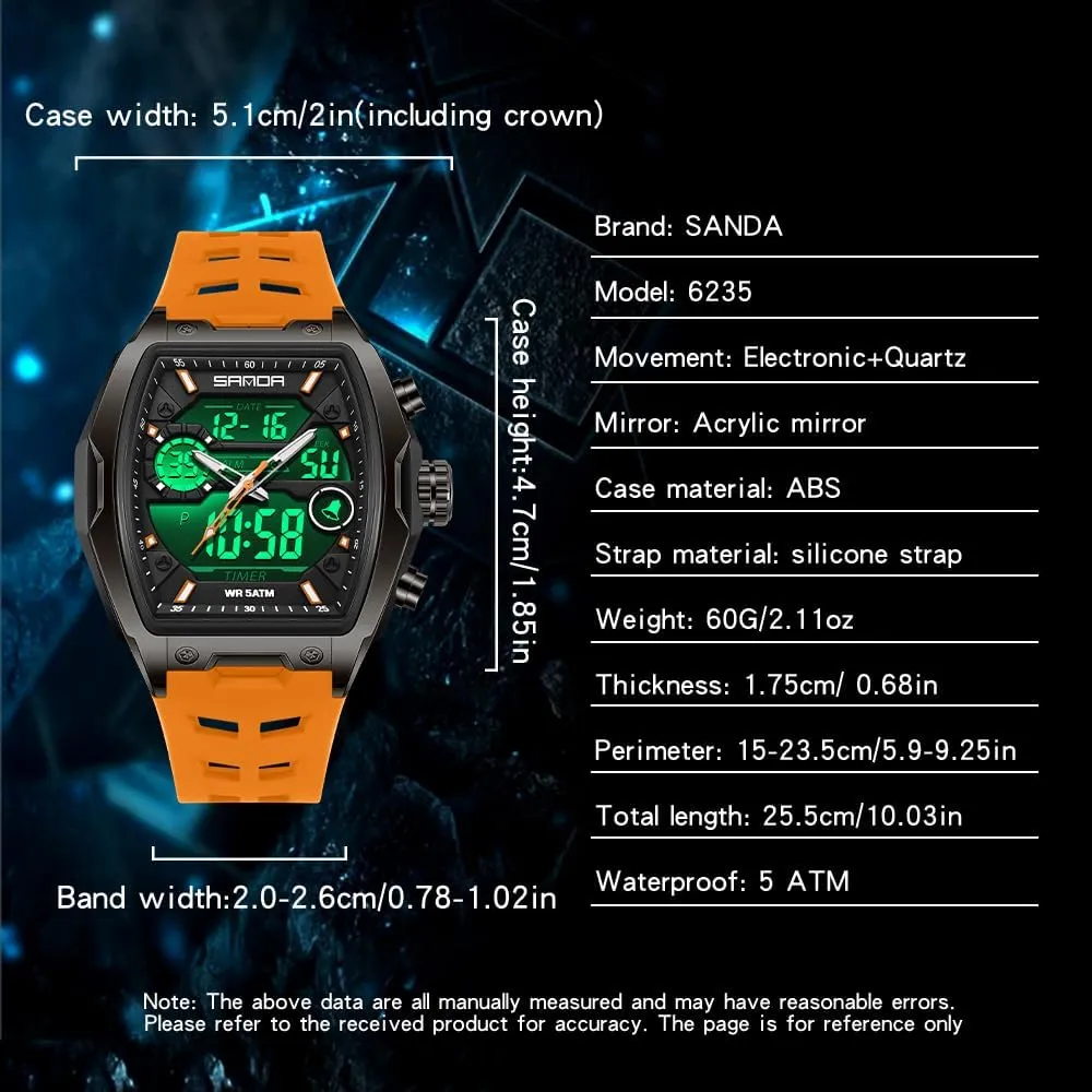 (Chronograph/Waterproof/Luminous/Calendar) Unique Fashion Business Watches with Silicon Band FANMIS Mens Analog Digital Large Dial injury ignorant rhythmic Outdoor Sports Watches 