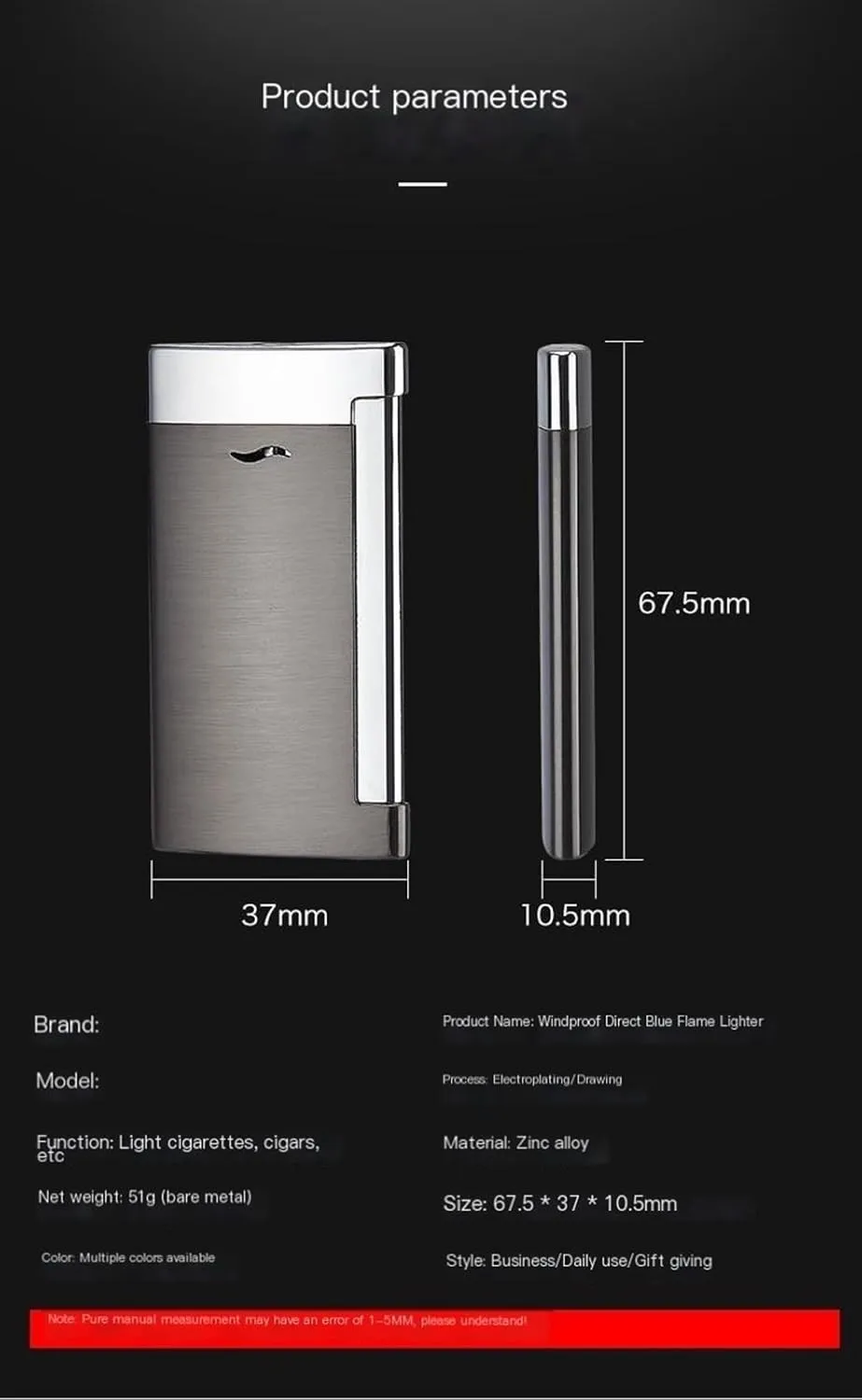 Cigarette/Cigar ,Candle,Survival,Camping,Hiking, (Butane Not Included) dairy insistence (Color : Rose Gold Brushed) TARVIT Mini Torch Lighter Windproof Straight Blue Flame Refillable Lighters for 