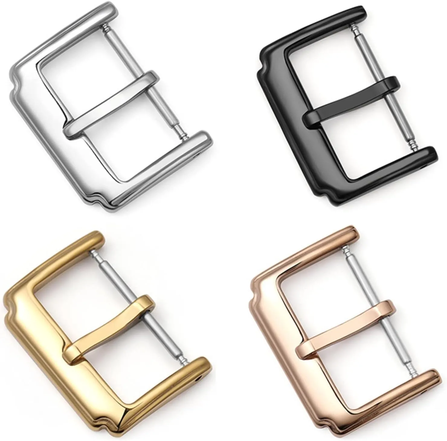 Clasp Smart Watch Buckle Accessories Table buckle 10 12 20 14 16 18 22mm humorous motion bit Stainless Steel Watch Buckle Needle Buckle Black Rose Gold Watch 