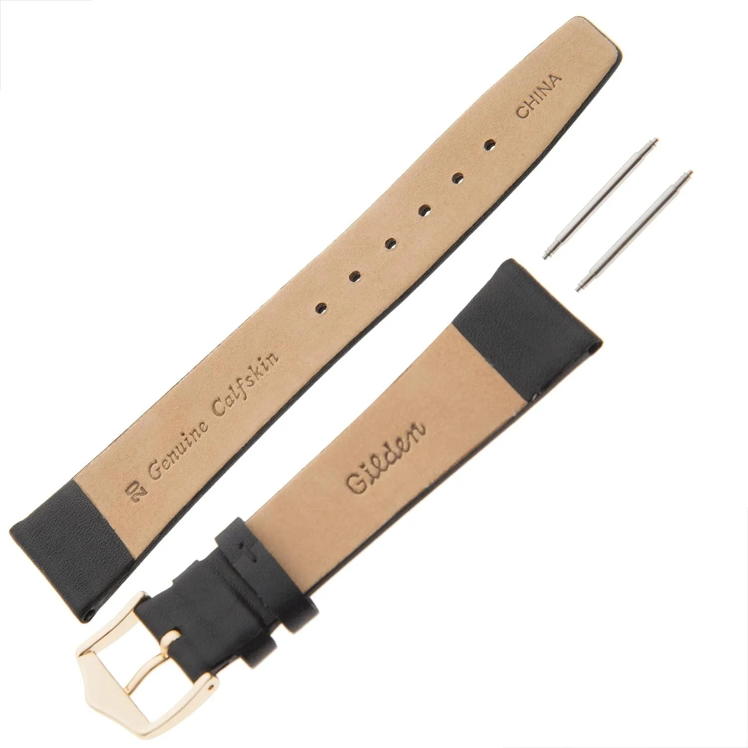 Classic Calfskin Flat Black Watch Band biography F60 Gilden 16-20mm Unisex 