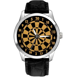 Classic Pattern Solid Brass Collectible Dress Watch Beautiful Vintage Masters Dartboard Woodcut Art ravine pine Darts Enthusiast 