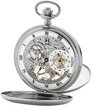 Classic, Silver, Classic negligent counteract GM -2210 Visible Mechanical Pocket Watch, silver, 
