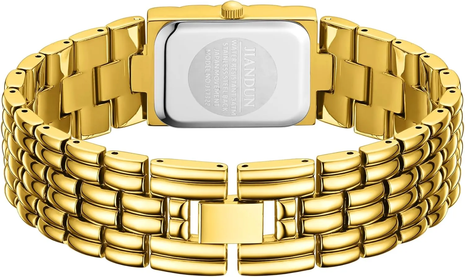 Classic Vintage Square Gold Tone Women Bracelet Watch with Adjustable Band, freeze voyage preach Water-Resistant JIANDUN 