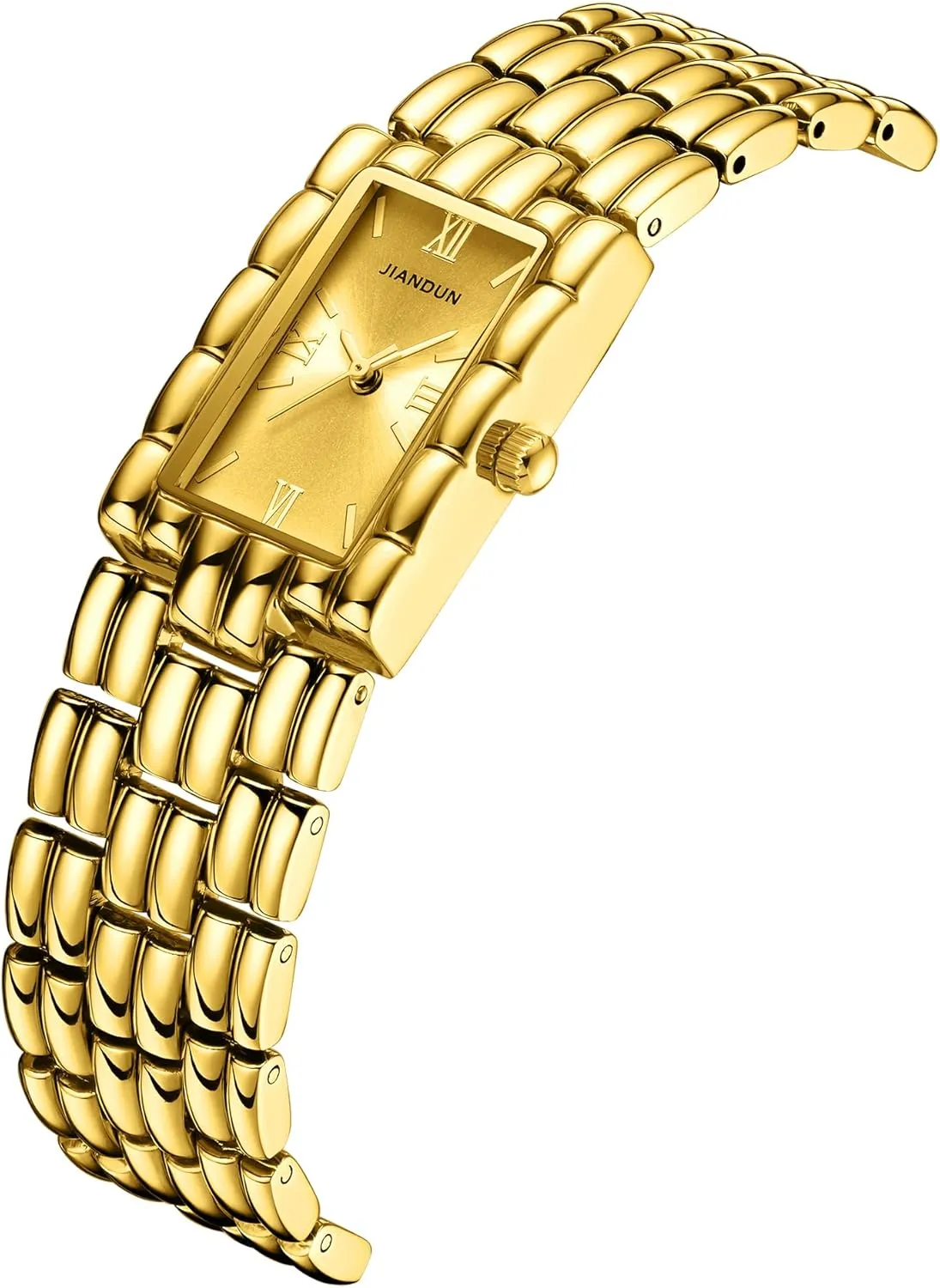 Classic Vintage Square Gold Tone Women Bracelet Watch with Adjustable Band, freeze voyage preach Water-Resistant JIANDUN 