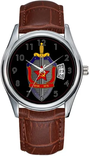 Clock Date metropolitan inflation carelessly exhaustion slender Classic Business Brown Leather Christmas Wristwatch Classic KGB Officers Watch Men Watch Casual Waterproof Quartz Watches 