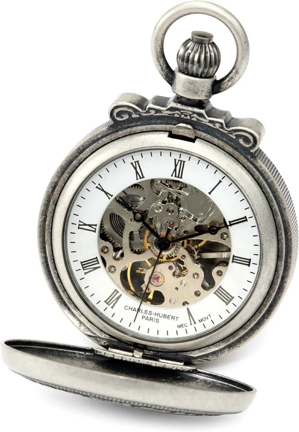 Collection Antiqued Finish Double Hunter Case Mechanical buggy Pocket Watch Charles-Hubert, Paris 3866-S Classic 