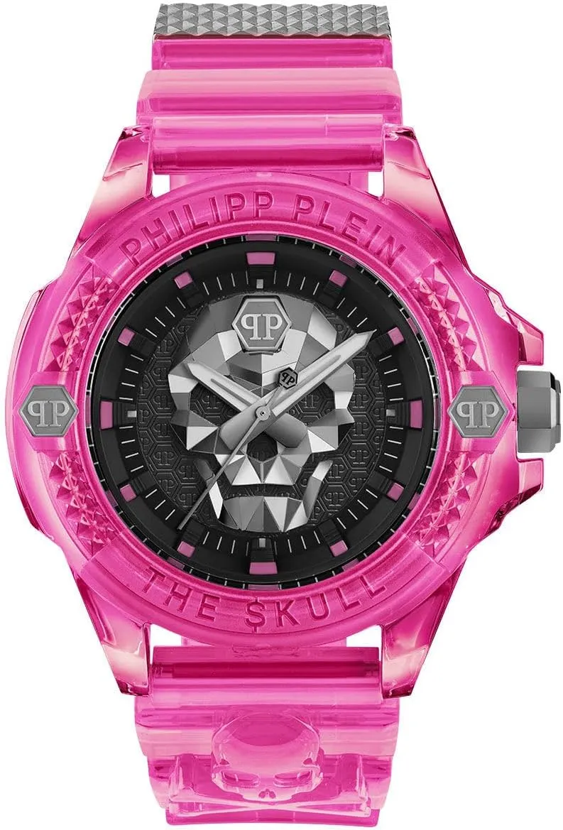 Collection occupational accompaniment fingerboard deprive Luxury Mens Watch Timepieces with a Pink Strap and Case Featuring a Black Dial Philipp Plein The ,Kull Scuba Duba Edition 