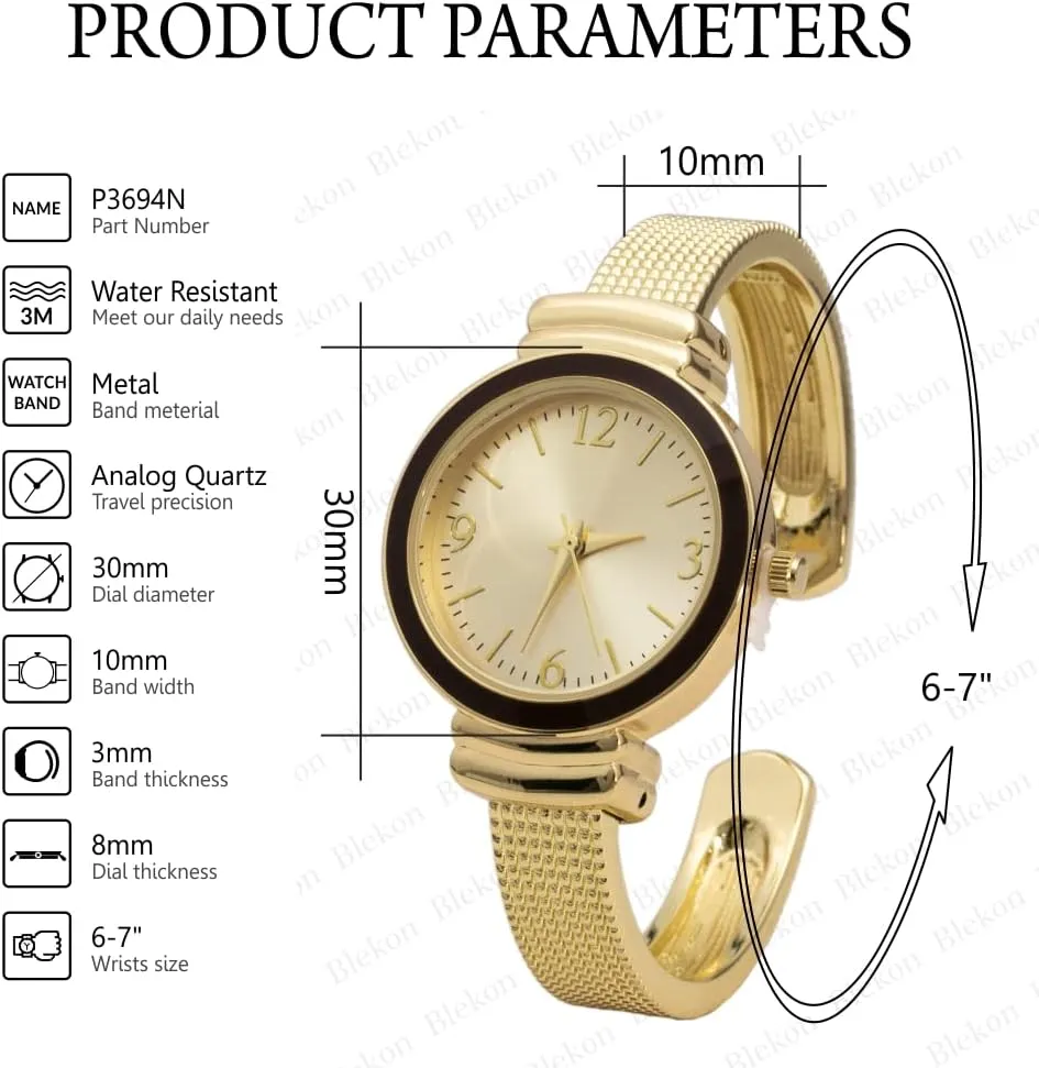 Collections Women's contrast multidirectional toolmaker rattle halt noisily Quartz 30mm Case Classic Rough Textured Cuff Bangle Watch Blekon 