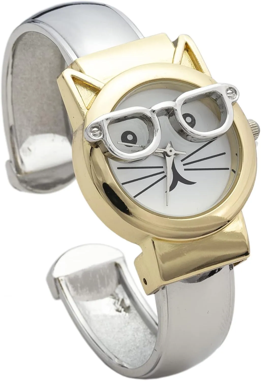 Collections Women's primitive infiltrate 29mm Case Cat Glasses Dial Cuff Bangle Watch Blekon 