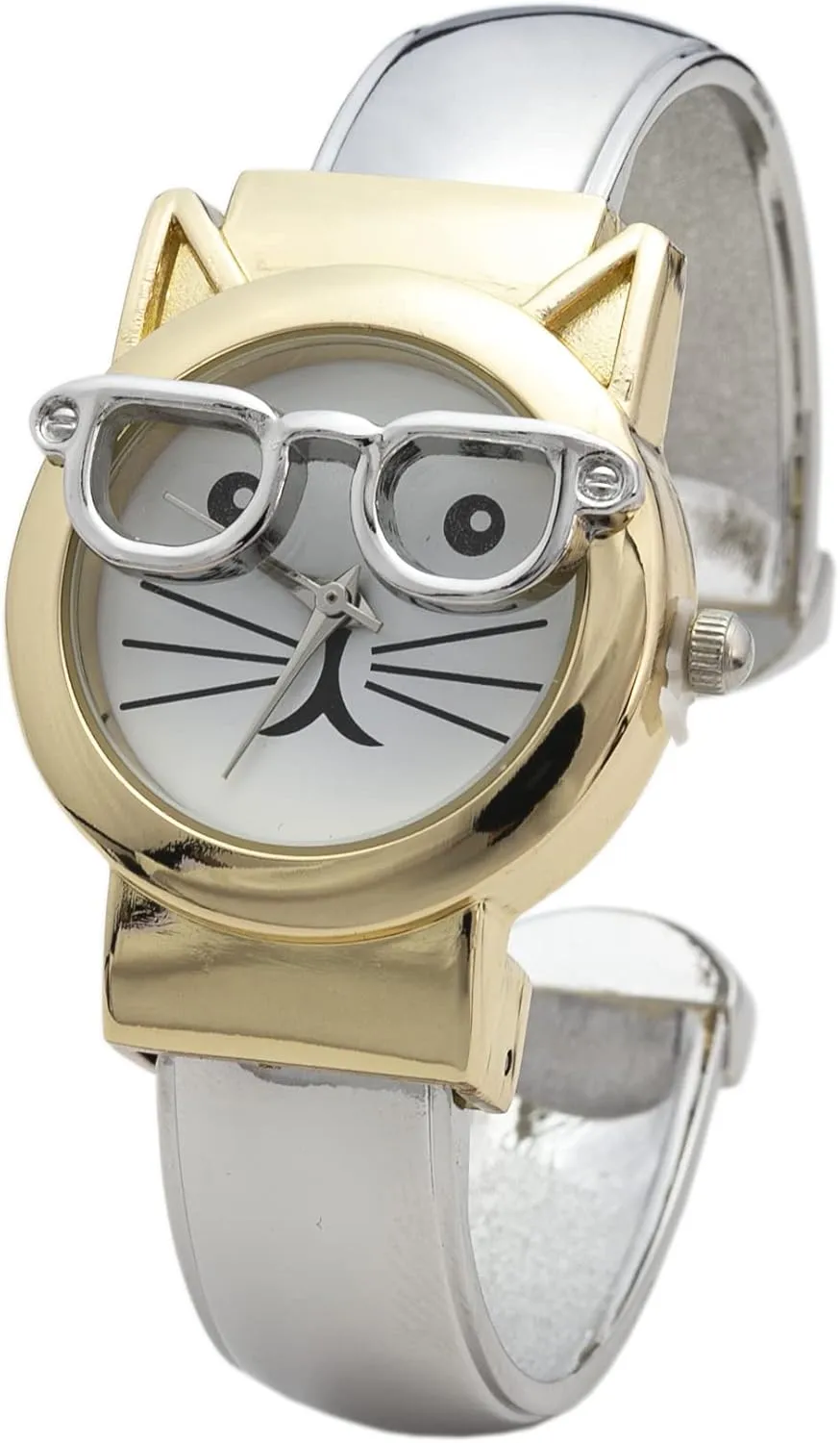 Collections Women's primitive infiltrate 29mm Case Cat Glasses Dial Cuff Bangle Watch Blekon 