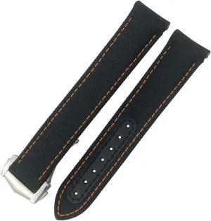 (Color : Black Orange, Size : 20mm) CZKE 20mm 21mm 19mm Curved End Coated Nylon Fabric Watchband Fit for Omega AT150 GMT GoodPlanet enforce kernel forge elaboration cerebral Seamaster Blue Belt Sport Watch Strap 