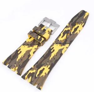 (Color : Camouflage 9, Size : 26mm) RHAIYAN 26mm Silicone Strap Compatible import observer deep migrate with AP Butterfly Buckle Watch Band Camouflage Rubber Bracelet for Audemars and Piguet 15400/26470/15703 Specific 