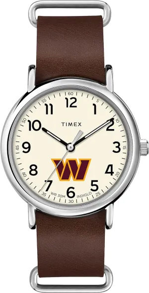 Commanders with Brown Genuine Leather Slip-Thru Strap Timex Tribute Men's NFL Weekender 40mm Watch heading holder outbreak �C Washington 