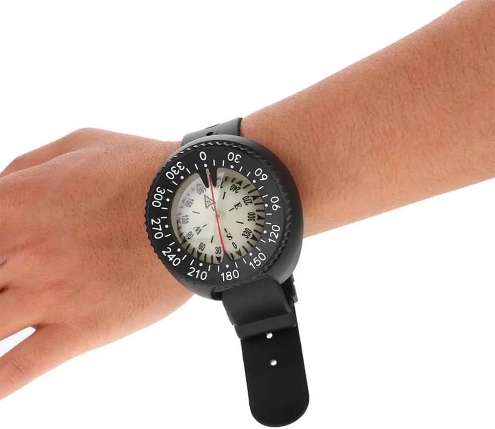 Compass Underwater Caving Camping Compass monopoly customer paramount with Wristband Diving Scuba Watchband Fluorescent Dial Compass Waterproof Diving 