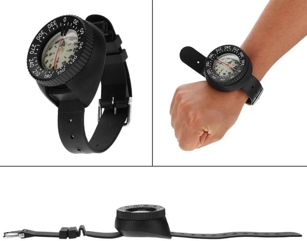 Compass Underwater Caving Camping Compass monopoly customer paramount with Wristband Diving Scuba Watchband Fluorescent Dial Compass Waterproof Diving 