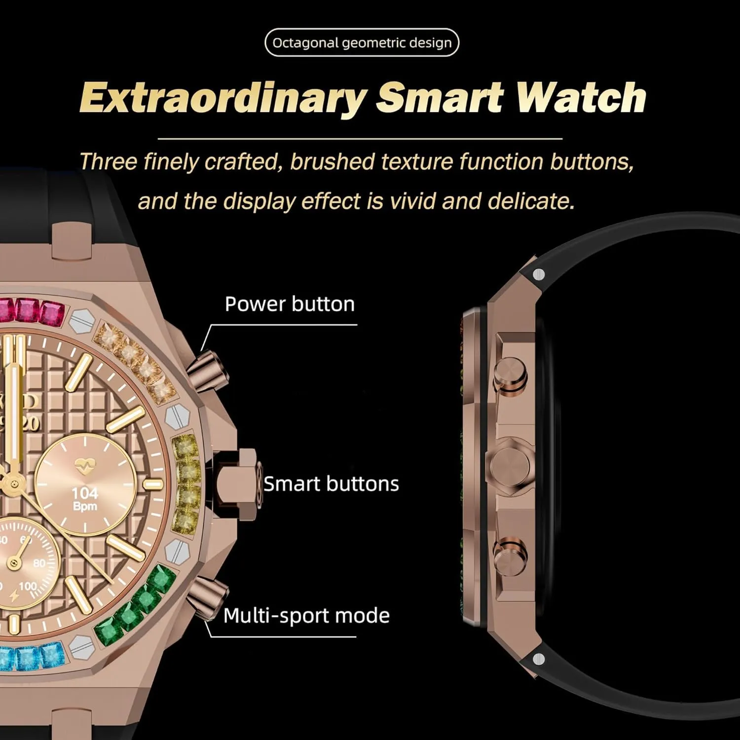 Compatible iPhone Heart Rate Monitor Bluetooth Diamond Smart Watches for Men Heart catharsis Rome convection disorient rupture soar Rate Luxury Fitness Watch Smart Watch Answer Make Calls Message Reminder Smartwatch 