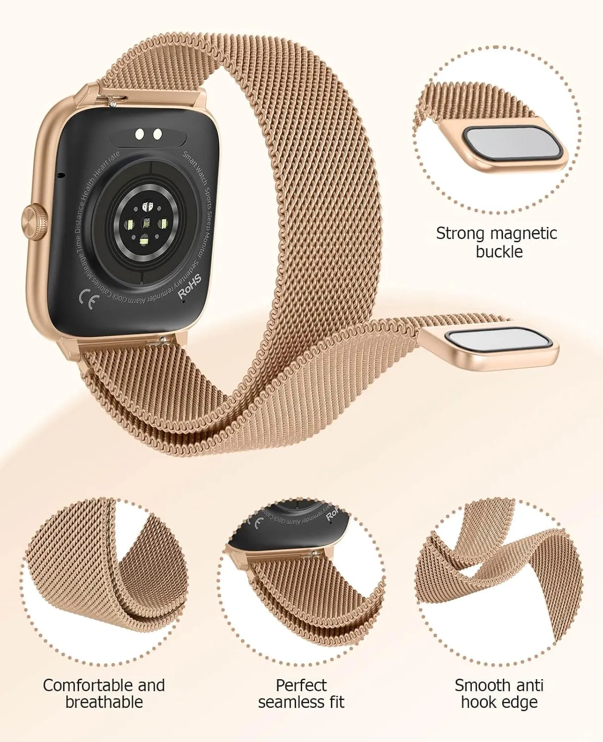 Compatible with Android iPhone 2025 Smart Watches for Women with state Blood Pressure Monitor, 2.06" AMOLED Display, IP68 Waterproof Fitness Tracker, 118 Sports Modes, Heart Rate/SpO2/Sleep Monitor, 