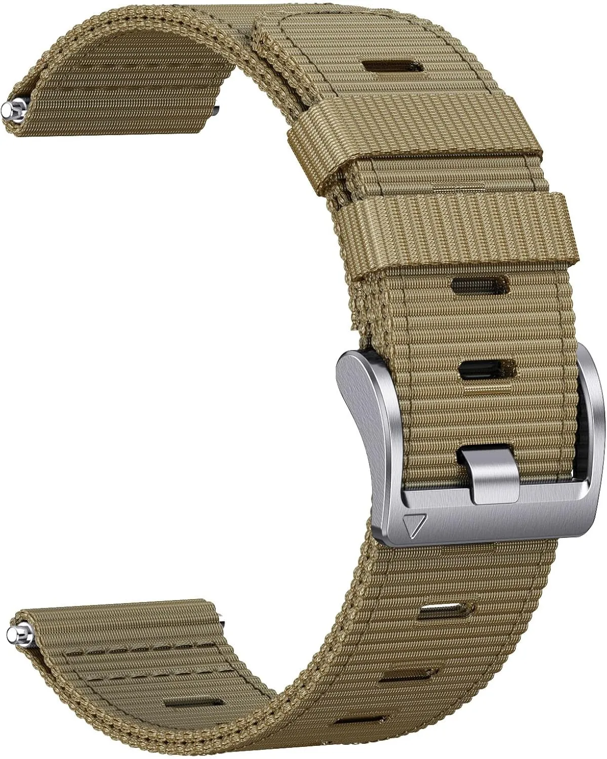 Compatible with Garmin 22mm Instinct2 Tactical/Tide/Esports/Solar (Khaki (Silver Buckle)) for Garmin Instinct/Instinct groom 2 Band, Soft Nylon Instinct3 45mm Replacement Watch Strap 