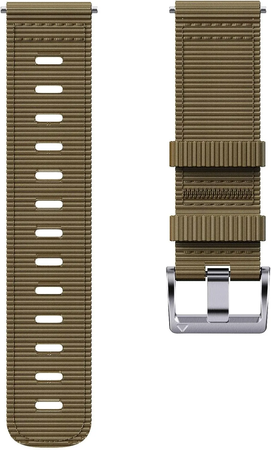 Compatible with Garmin 22mm Instinct2 Tactical/Tide/Esports/Solar (Khaki (Silver Buckle)) for Garmin Instinct/Instinct groom 2 Band, Soft Nylon Instinct3 45mm Replacement Watch Strap 