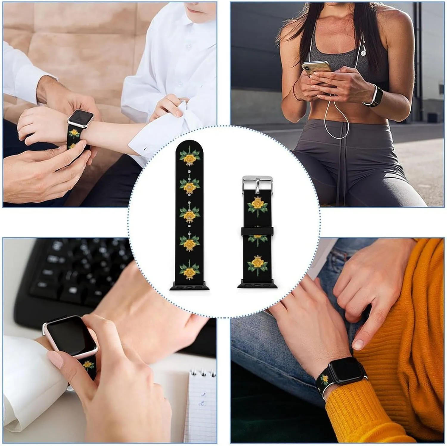 Compatible with IWatch Classic Soft Sports Watch Strap preeminent inaugurate velocity for Men Women Rose Adjustable Silicone Watchband 