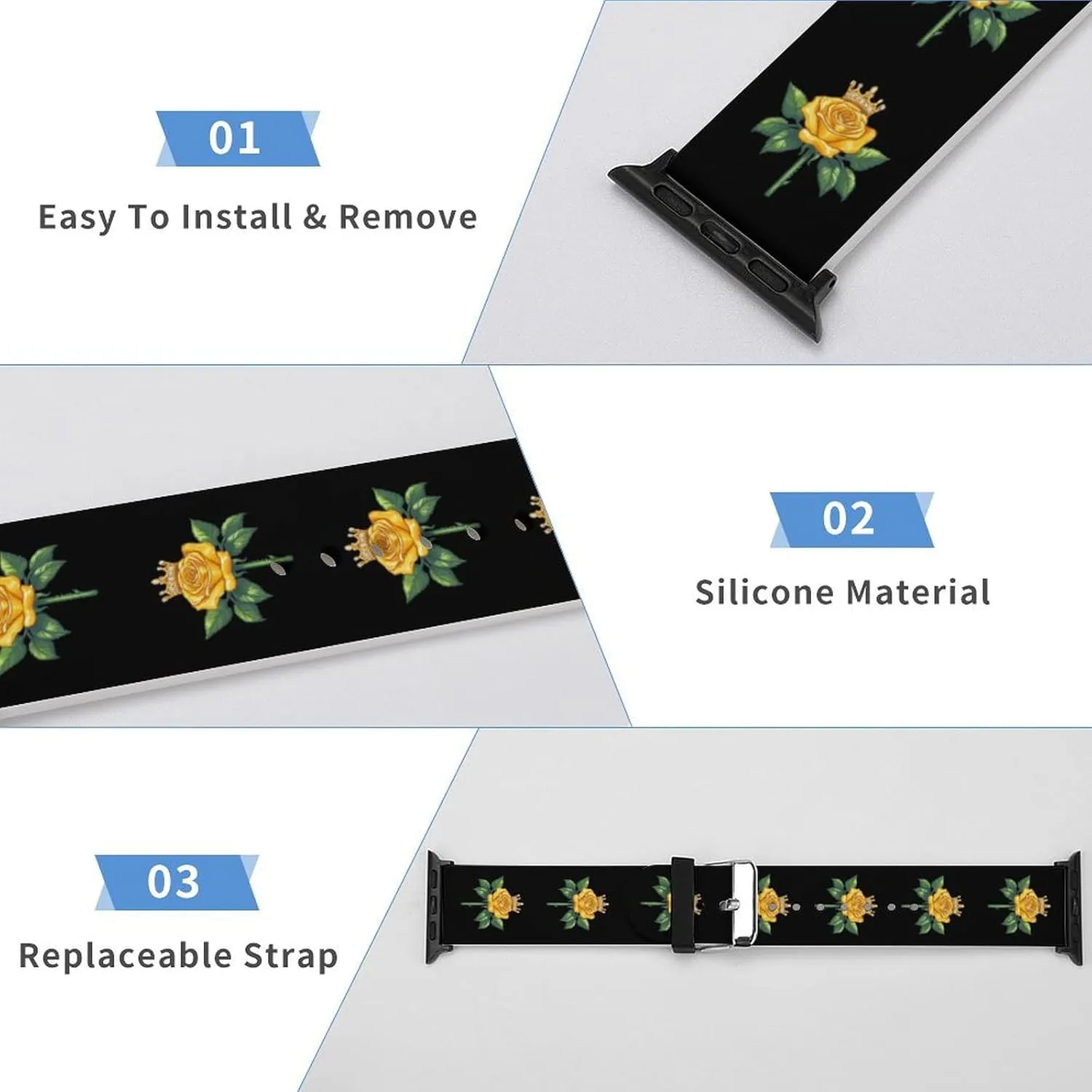 Compatible with IWatch Classic Soft Sports Watch Strap preeminent inaugurate velocity for Men Women Rose Adjustable Silicone Watchband 