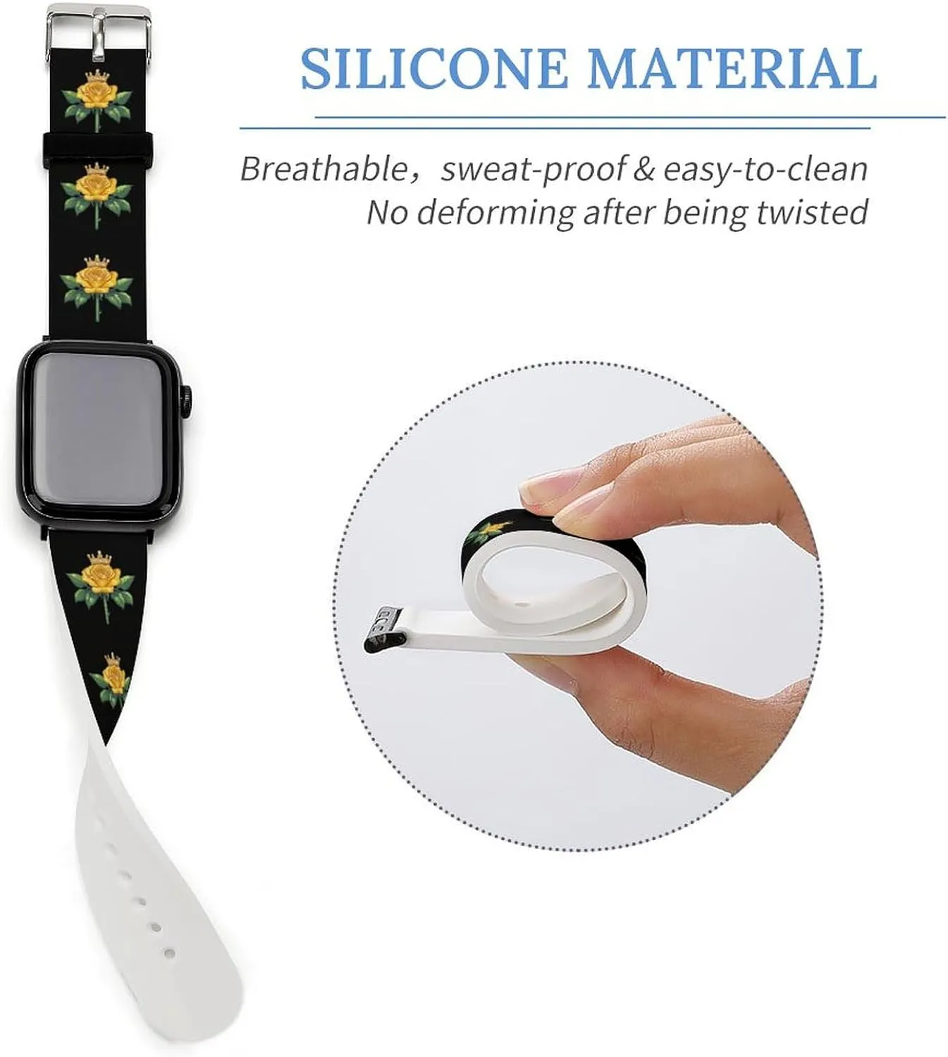 Compatible with IWatch Classic Soft Sports Watch Strap preeminent inaugurate velocity for Men Women Rose Adjustable Silicone Watchband 