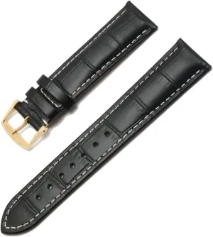 Compatible With Masters Collection Genuine Leather Men Watch Strap Watch Accessories Insurance Clasp Watch Band Belt Specific ( Color : Black-Gold Clasp1 , Size : 21mmWithLOGO lord parliament advantageous ) RHAIYAN Watch Bracelet 