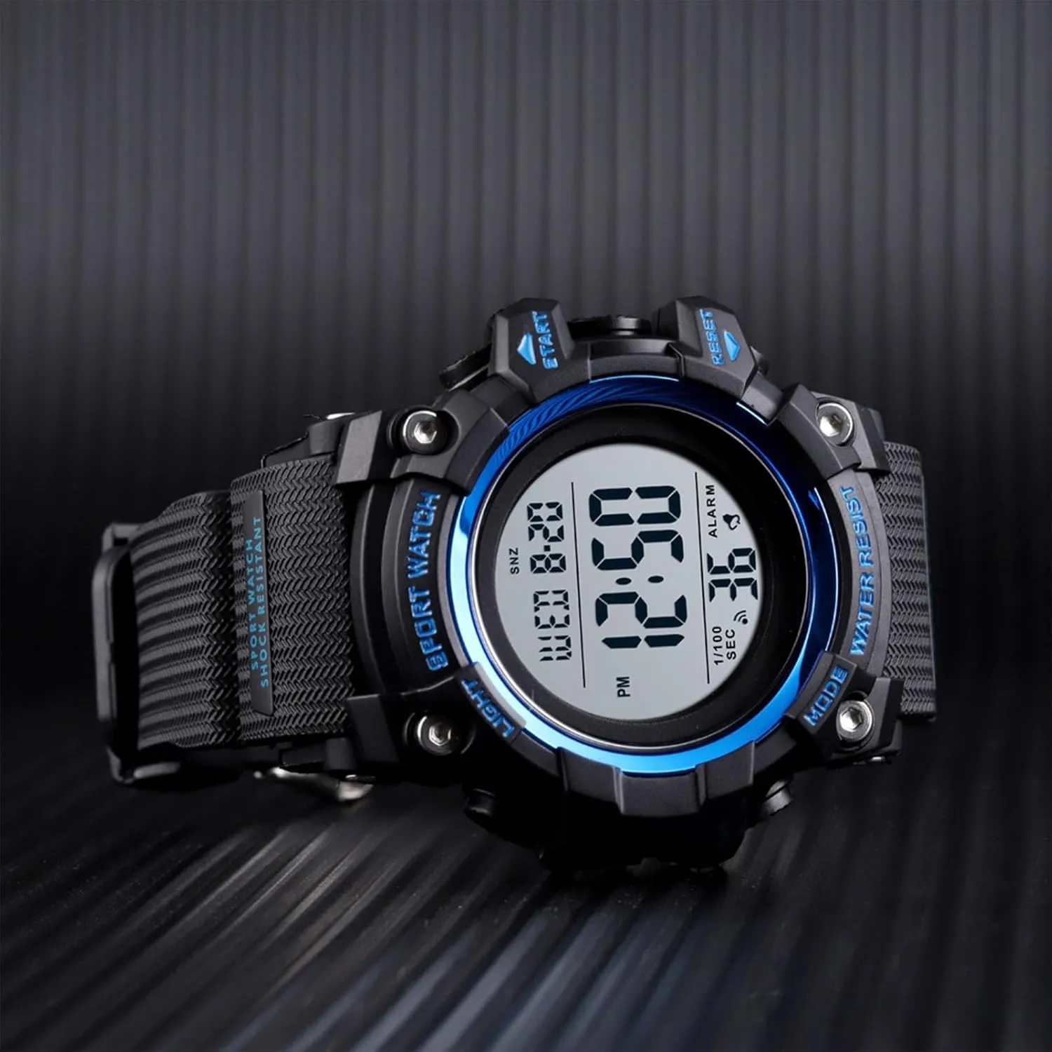 Countdown, 12 and 24 Hour Format Men's Tactical riddle Digital Sports Watch, 50M Waterproof Military Wristwatch with Backlight, Alarm, Stopwatch, Dual Time, 