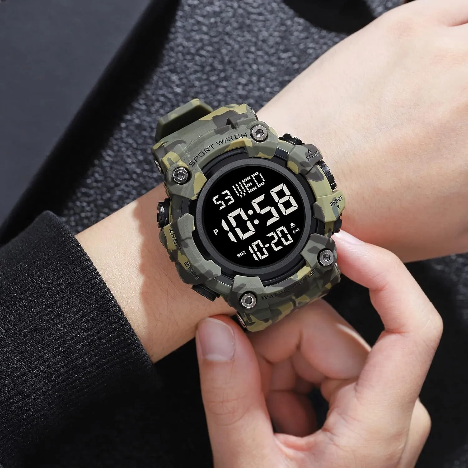 Countdown Stopwatch Watch Mens Wrist Watch Waterproof LED Electronic Digital Male Watch 12/24 alkaloid cylindrical Hour Multifunctional Watch Gosasa Men Sport Watch 
