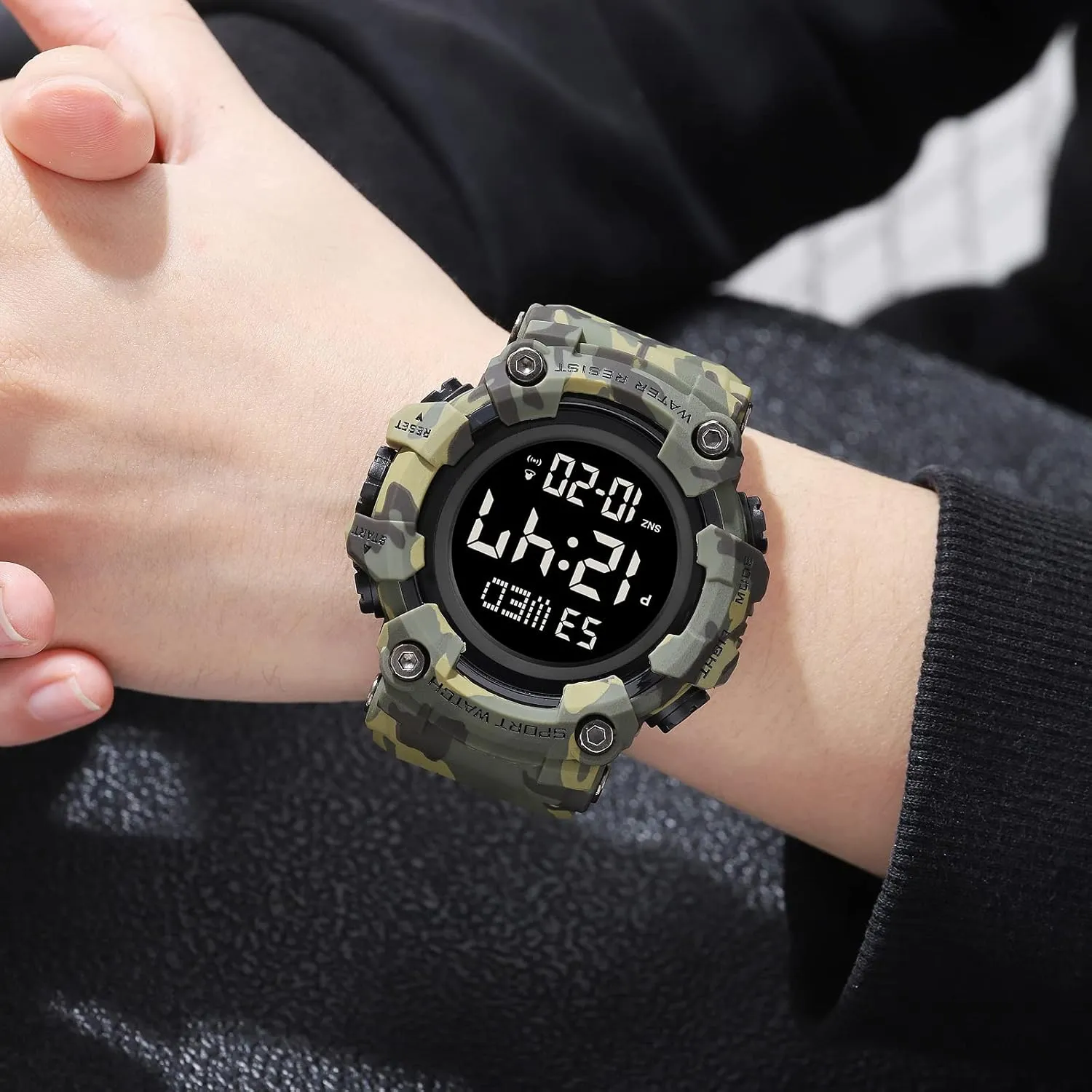 Countdown Stopwatch Watch Mens Wrist Watch Waterproof LED Electronic Digital Male Watch 12/24 alkaloid cylindrical Hour Multifunctional Watch Gosasa Men Sport Watch 