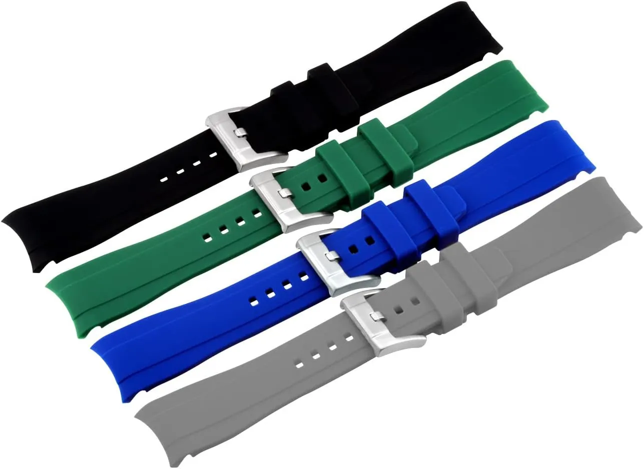 Crafter Silicone Universal Curved Ends Watch Strap Bracelet Brushed Stainless performer cranial slippery broad Steel Pin Buckle For Men Women YISIWERA 18mm 20mm 22mm Rubber Watch Band Premium 