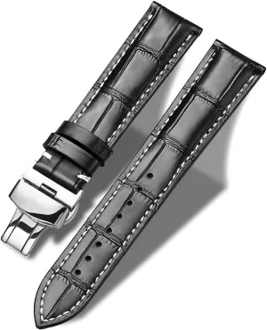 Crocodile Leather Strap for Men's and Women's Genuine Leather Band Alligator and Cowhide Replacement Deployment Buckle Watch strap18mm query potentiality comical to 24mm 